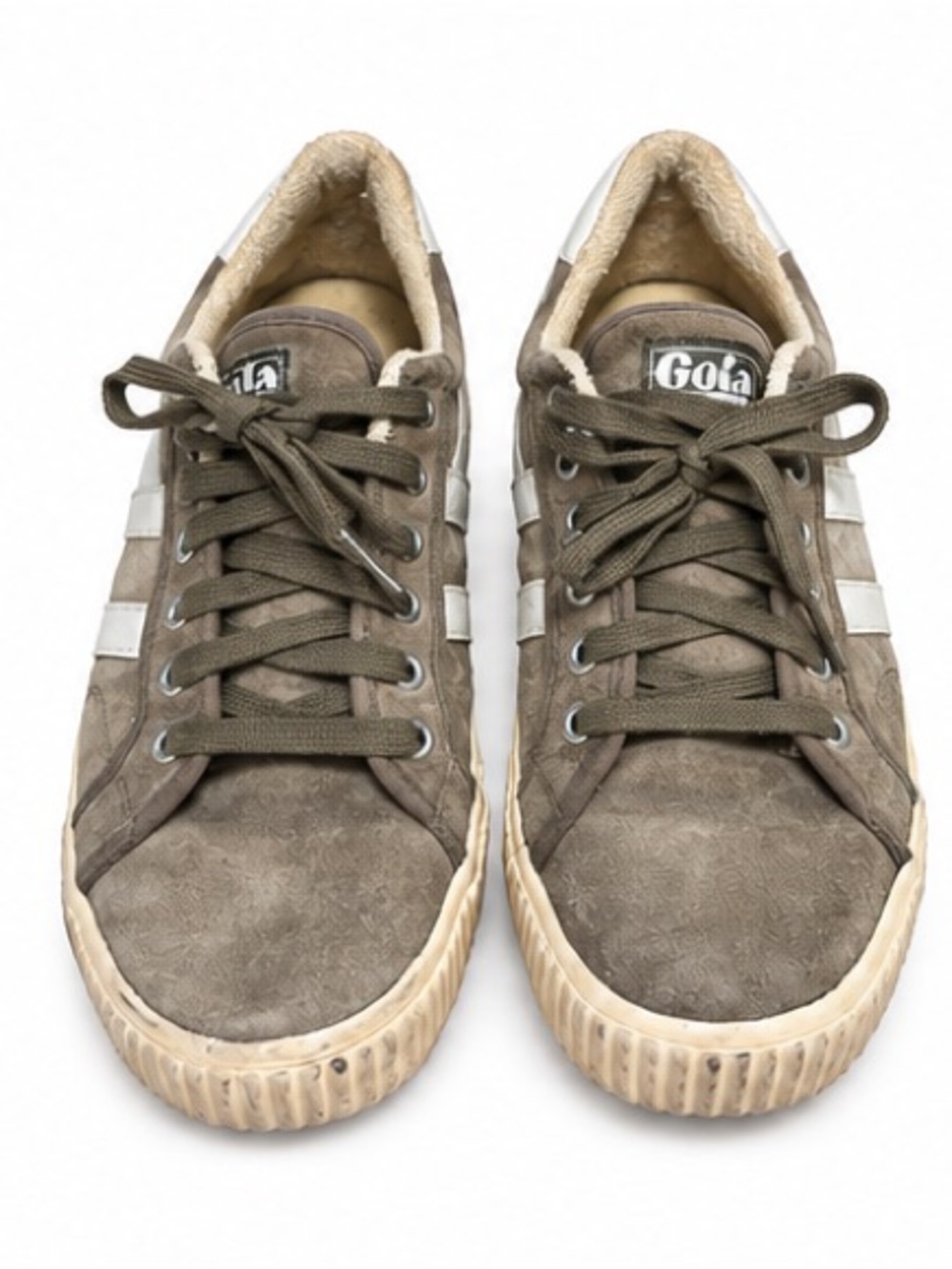 Gola Womens Suede Low Top Sneakers Brown Cream Retro Trainers Size 9 - Picture 2 of 5